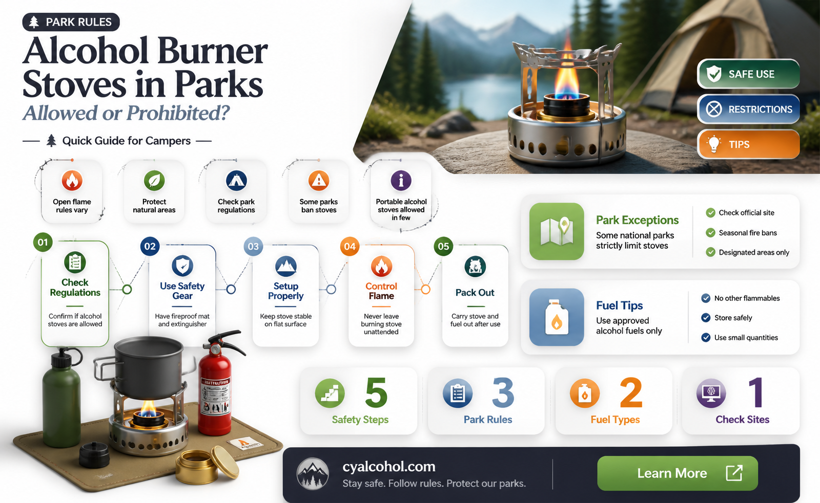 are alcohol burner stoves allowed in national parks