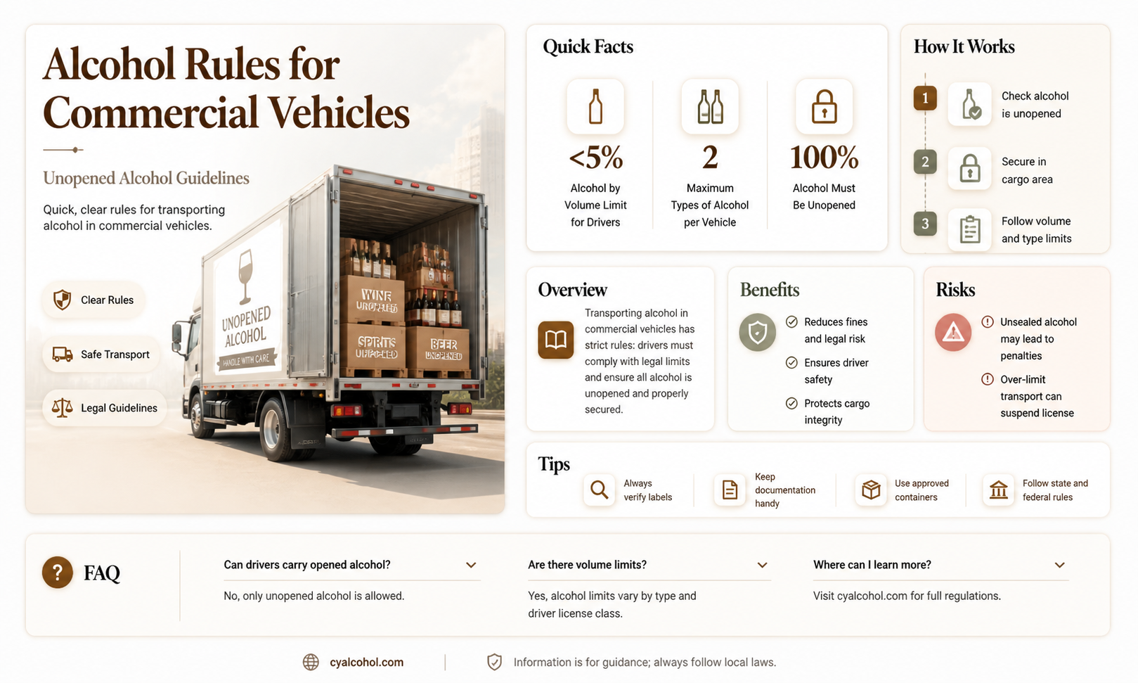 am i allowed unopened alcohol in a commercial vehicle
