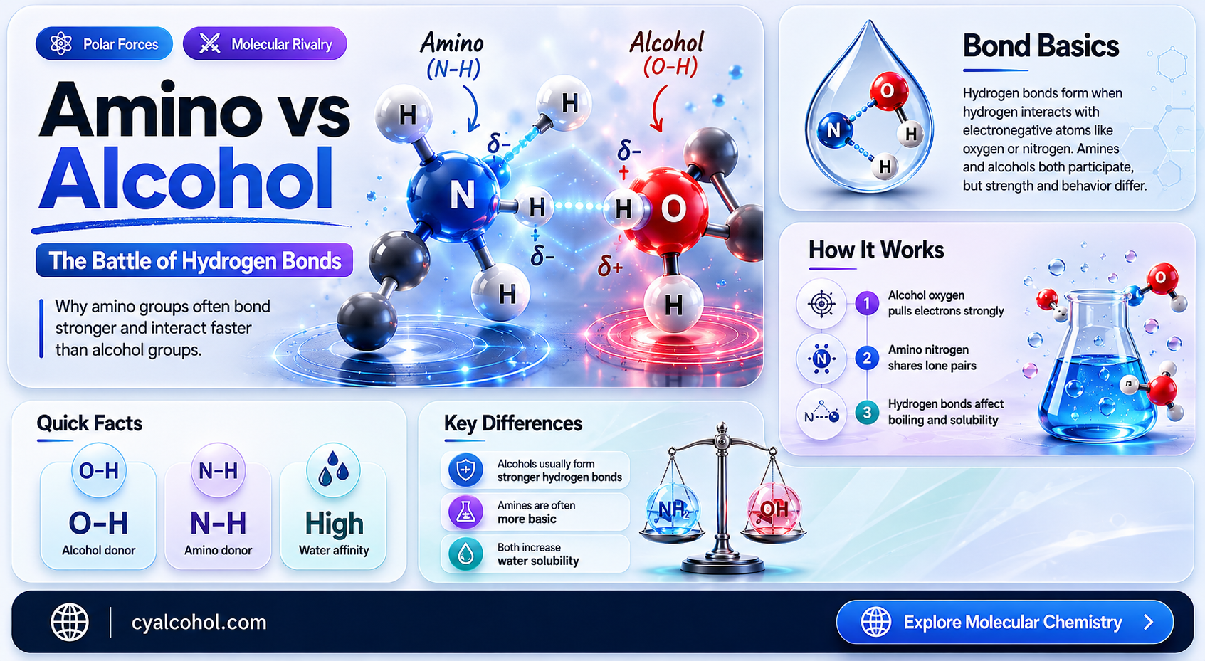 are amino hydrogen bonds weaker than alcohol hydrogen bonds