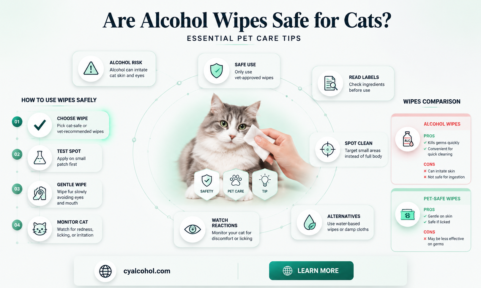 are alcohol wipes safe for cats