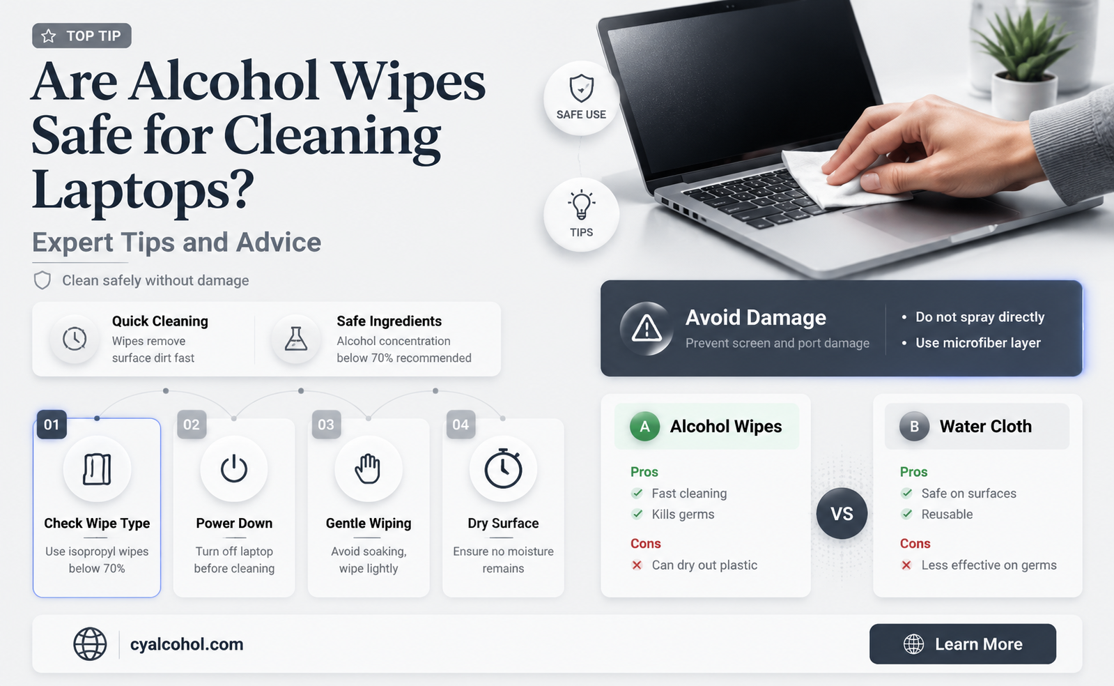 are alcohol wipes safe for laptops