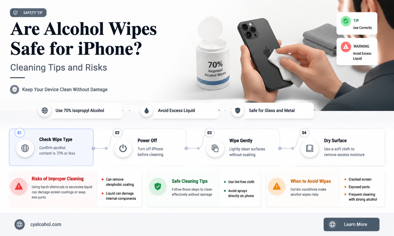 are alcohol wipes safe for iphone