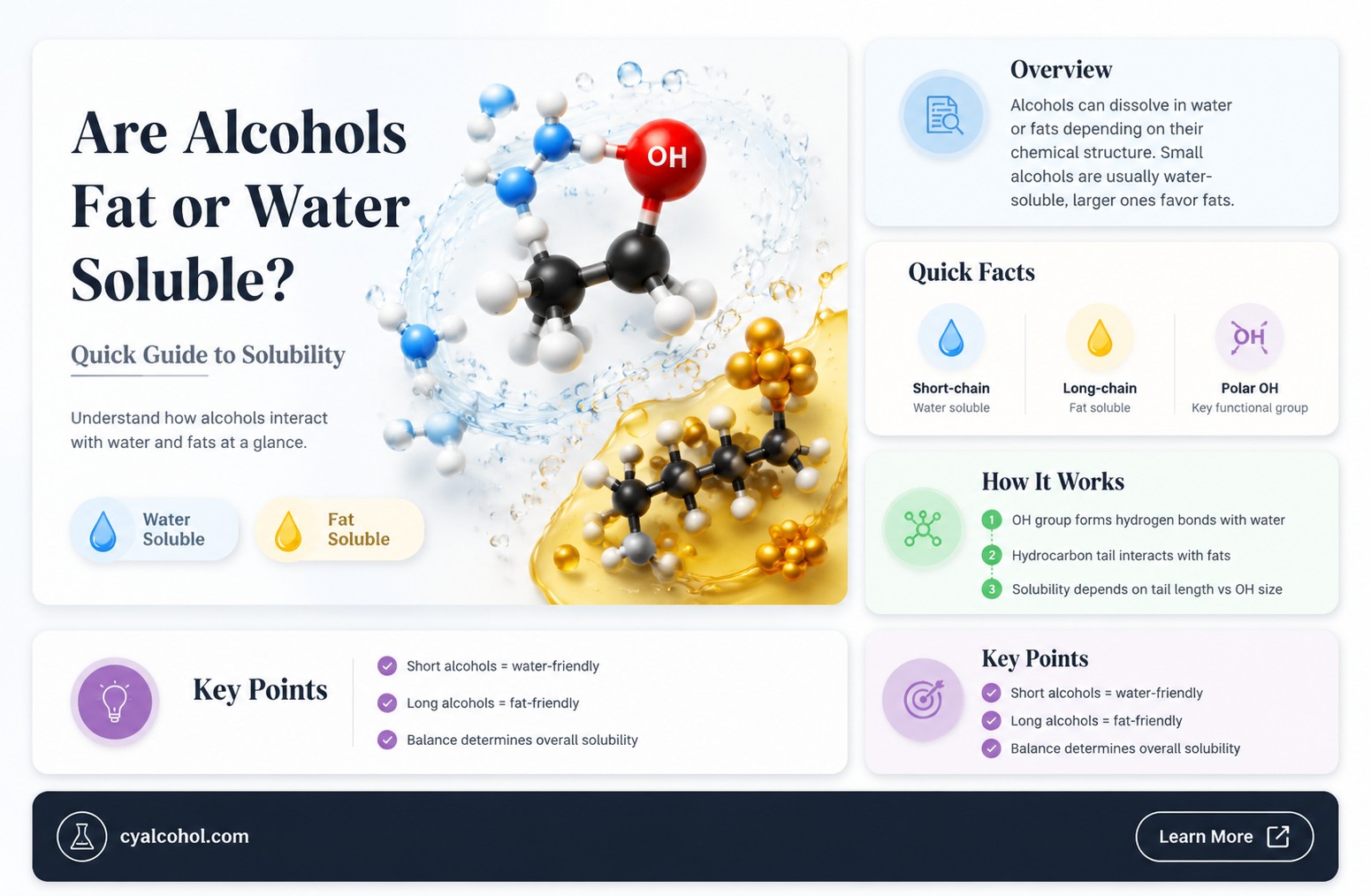 are alcohols fat or water soluble