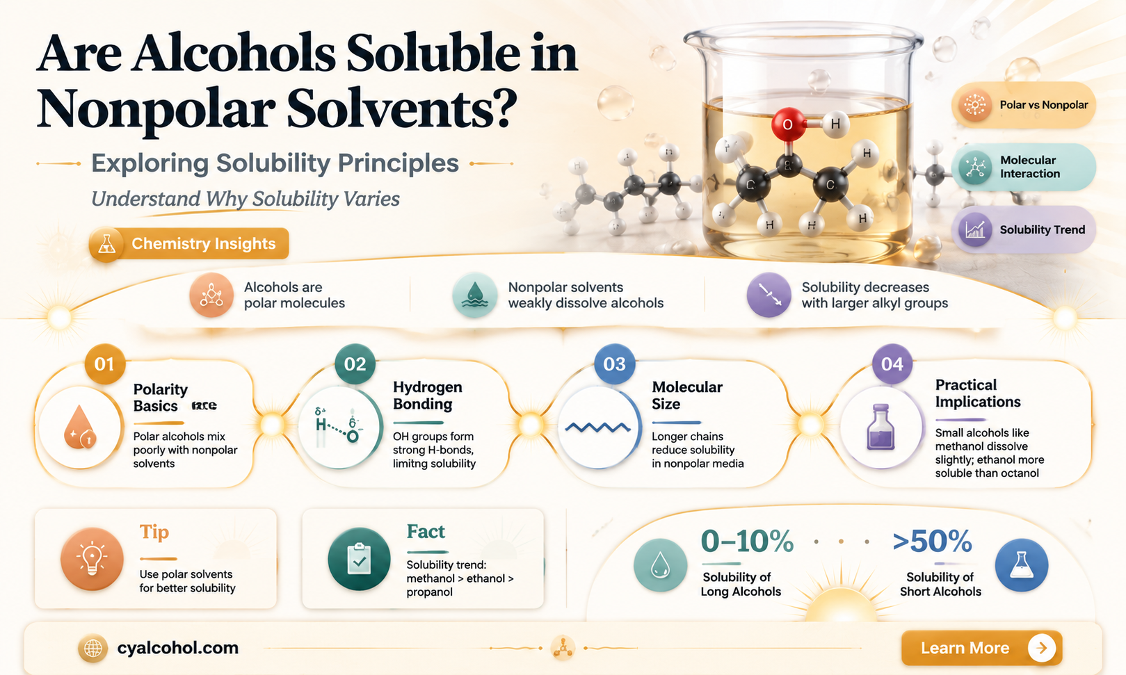 are alcohols soluble in nonpolar solvents