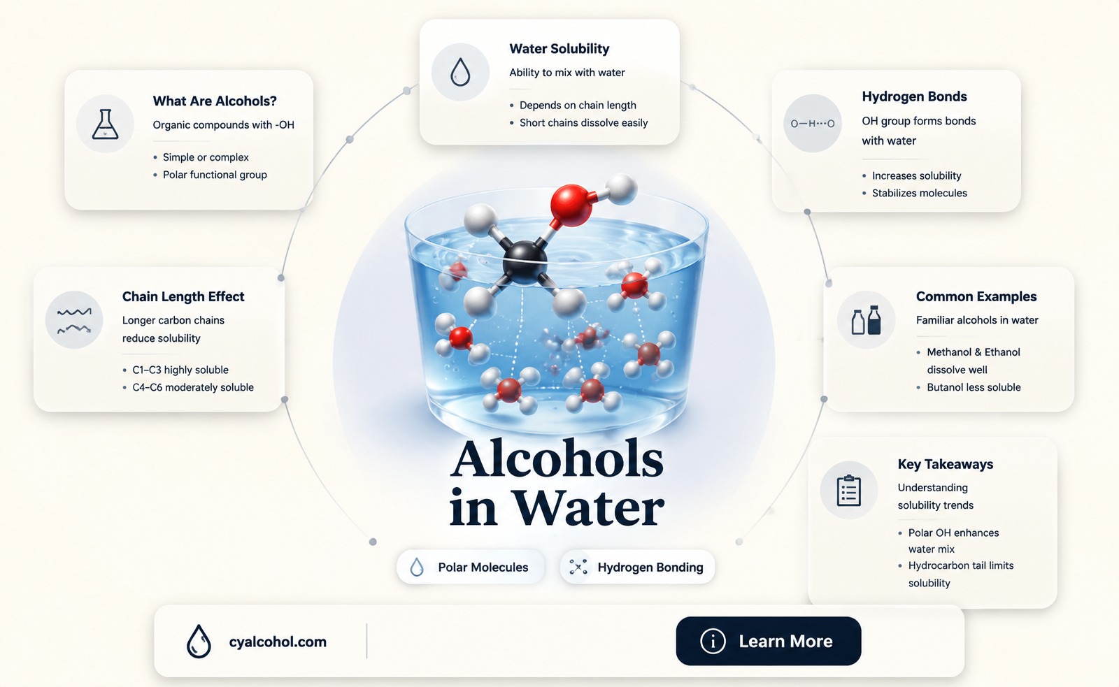 are alcohols readily soluble in water