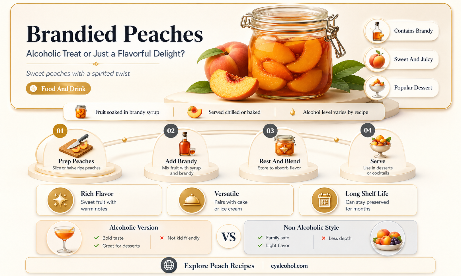 are brandied peaches alcoholic