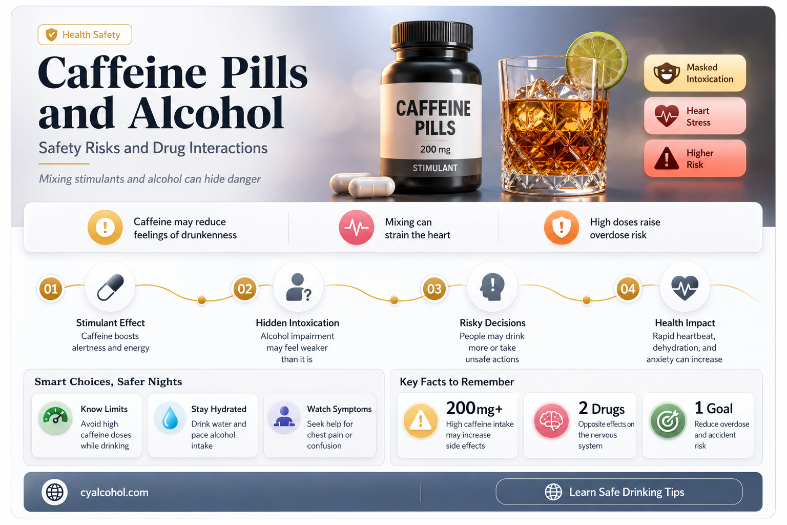 are caffeine pills safe with alcohol