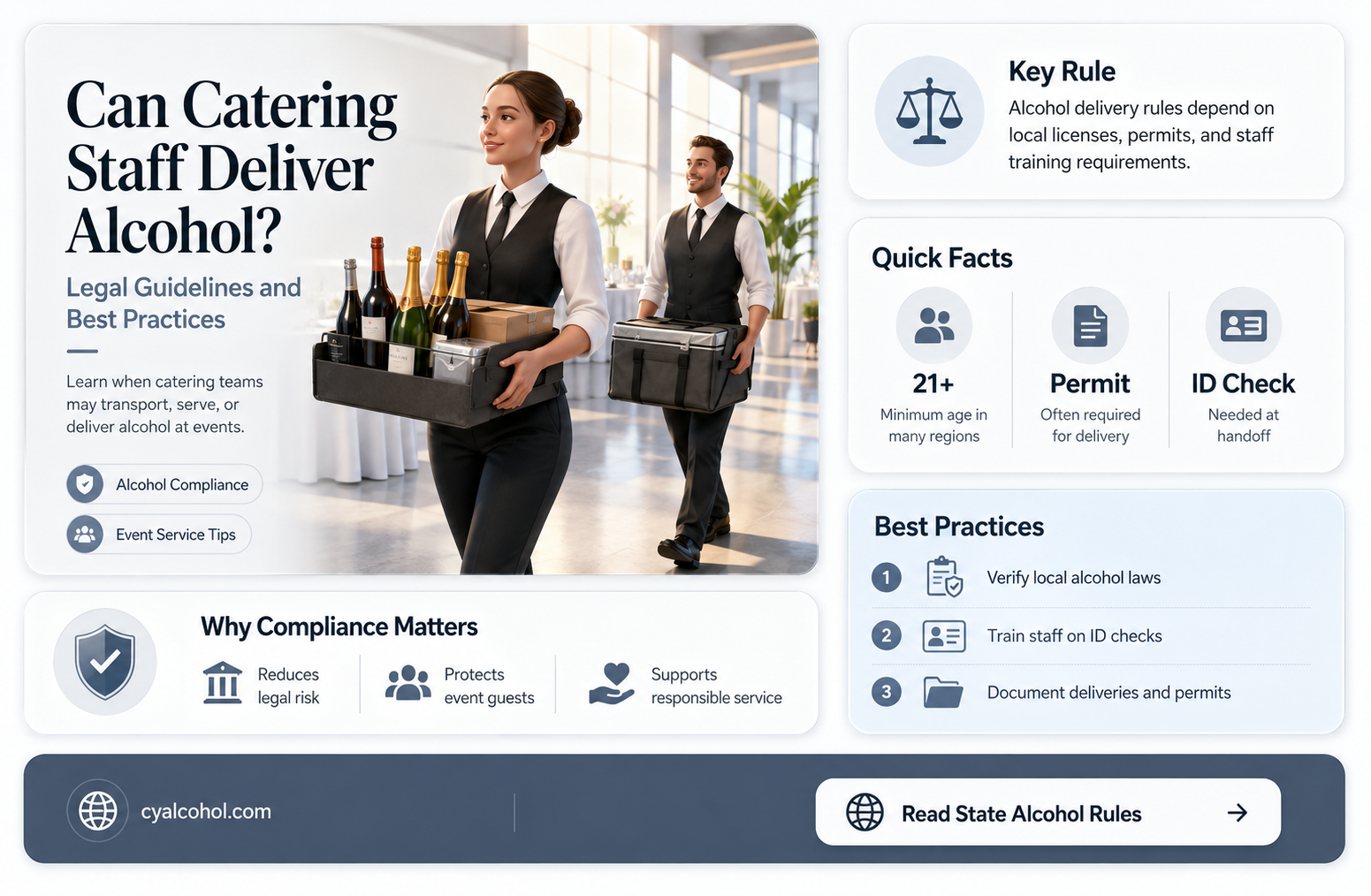 are catering staff permitted to drop off alcohol