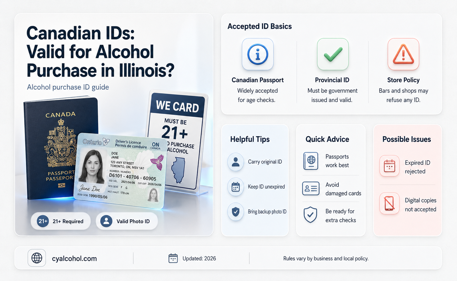 are canadian id acceptable for purchase alcohol in illinois