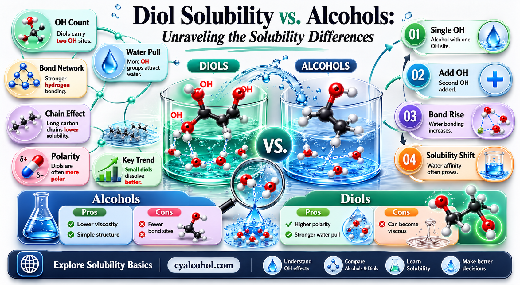 are diols more soluble than alcohols