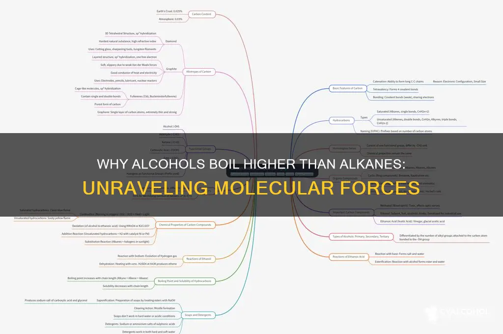 do alcohols have higher boiling points than alkanes