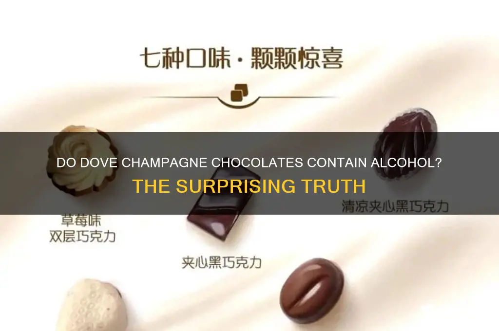 do dove champagne choclates have alcohol