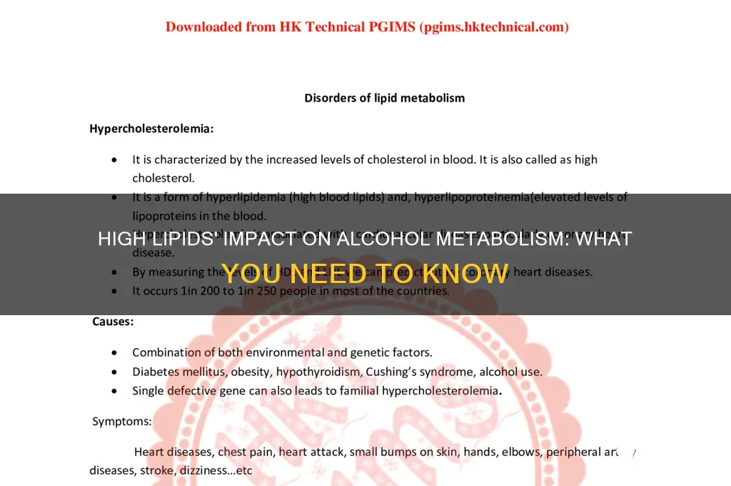 do high lipids change alcohol metabolism
