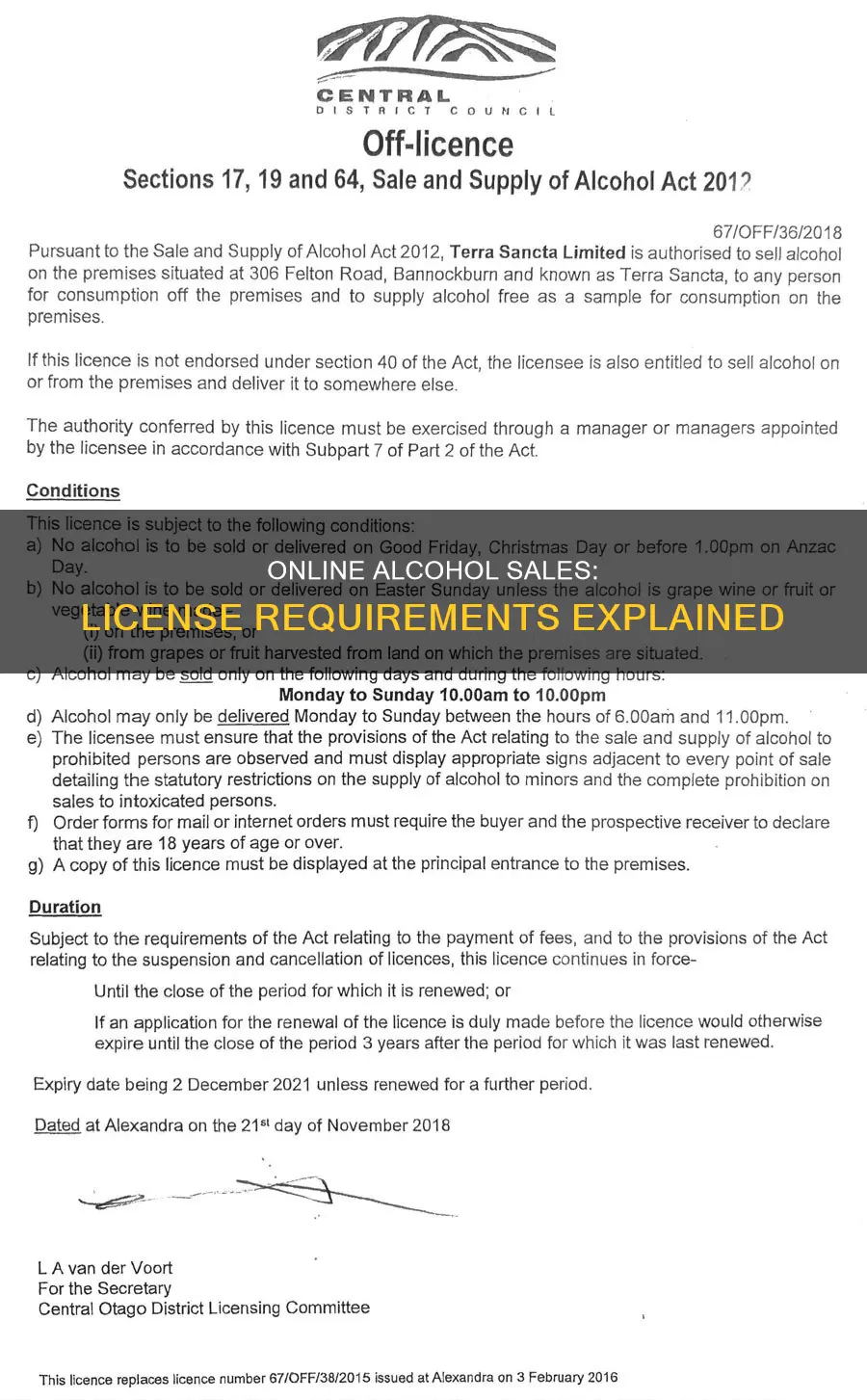 do you need a license to distribute alcohol on line
