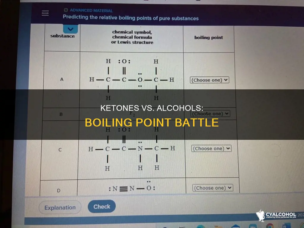 does a ketone or alcohol have a higher boiling point