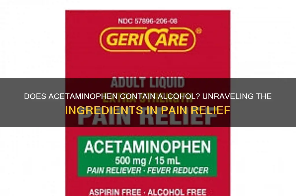does acetaminophen have alcohol in it