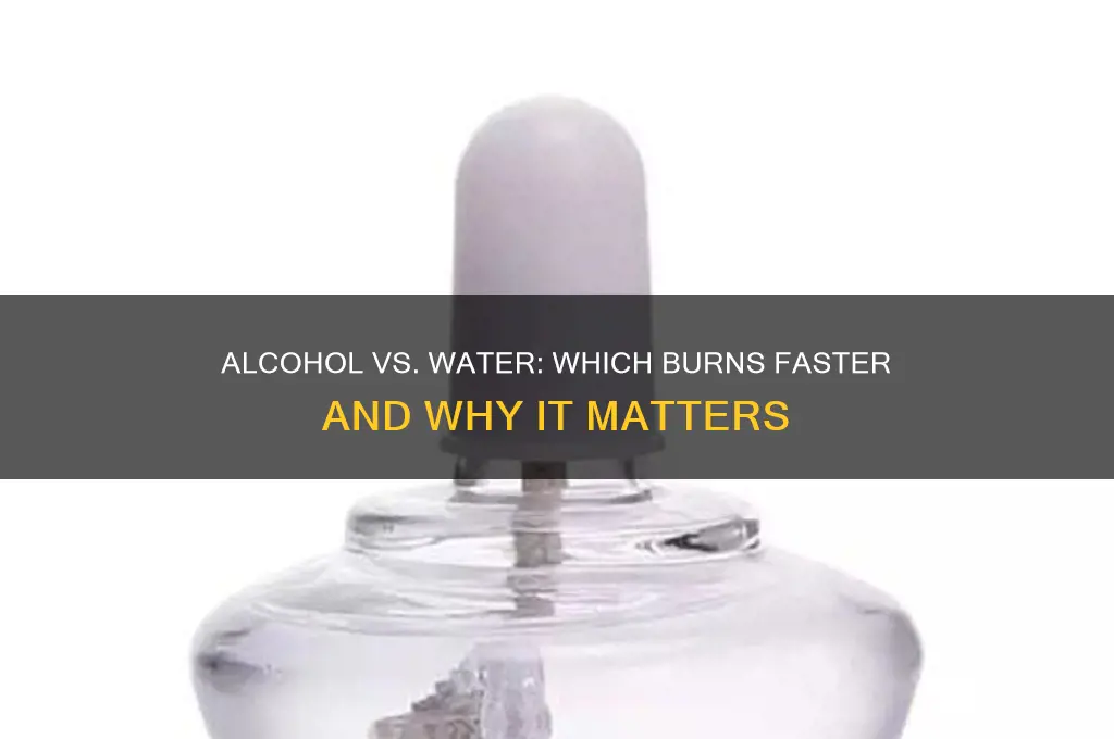 does alcohol burn faster than water