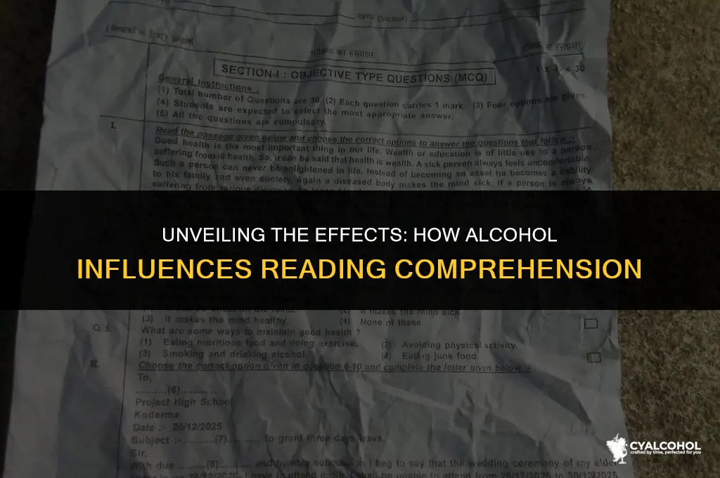 does alcohol impair reading comphrehension