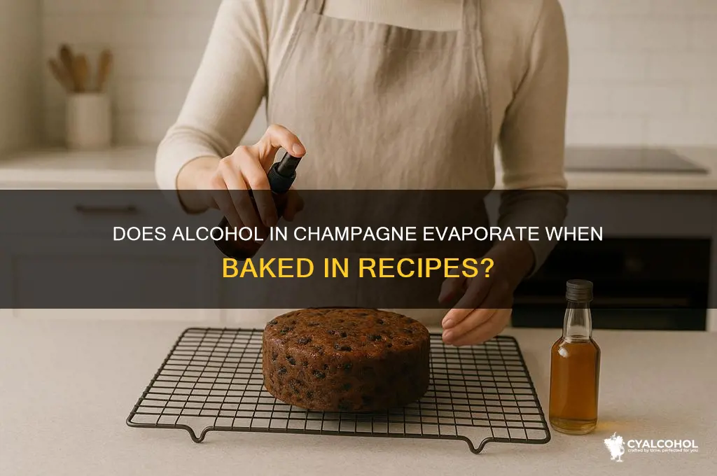 does alcohol in champage come out when backed