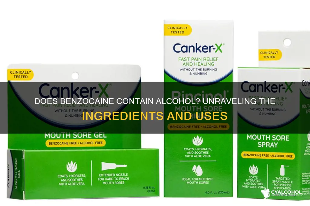 does benzocaine have alcohol in it