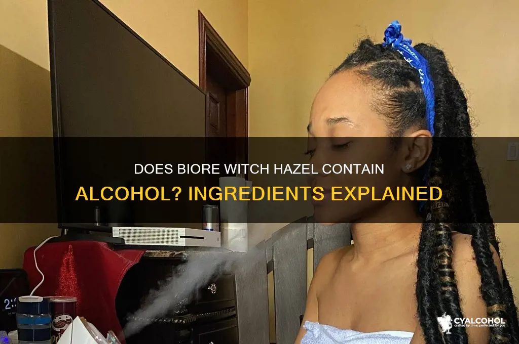 does biore witch hazel have alcohol