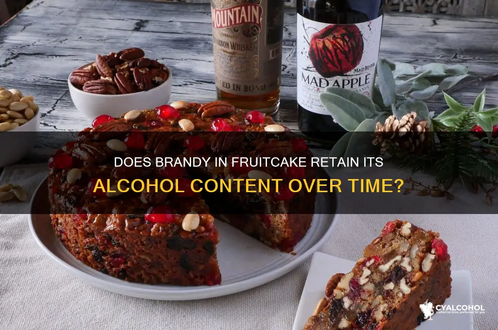 does brandy in fruitcake stay alcoholic