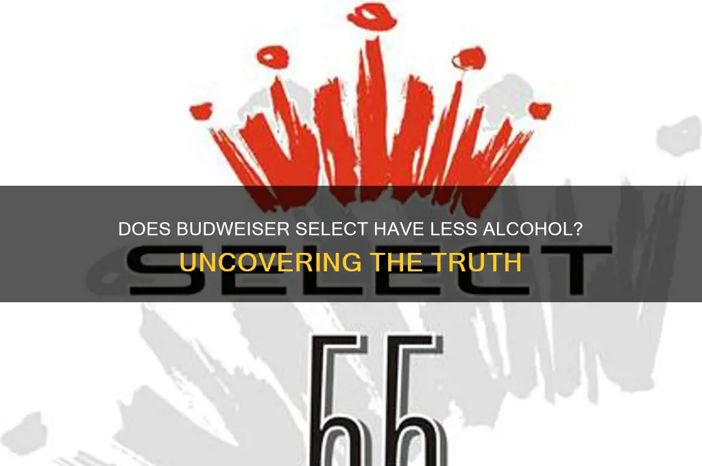 does budweiser select have less alcohol