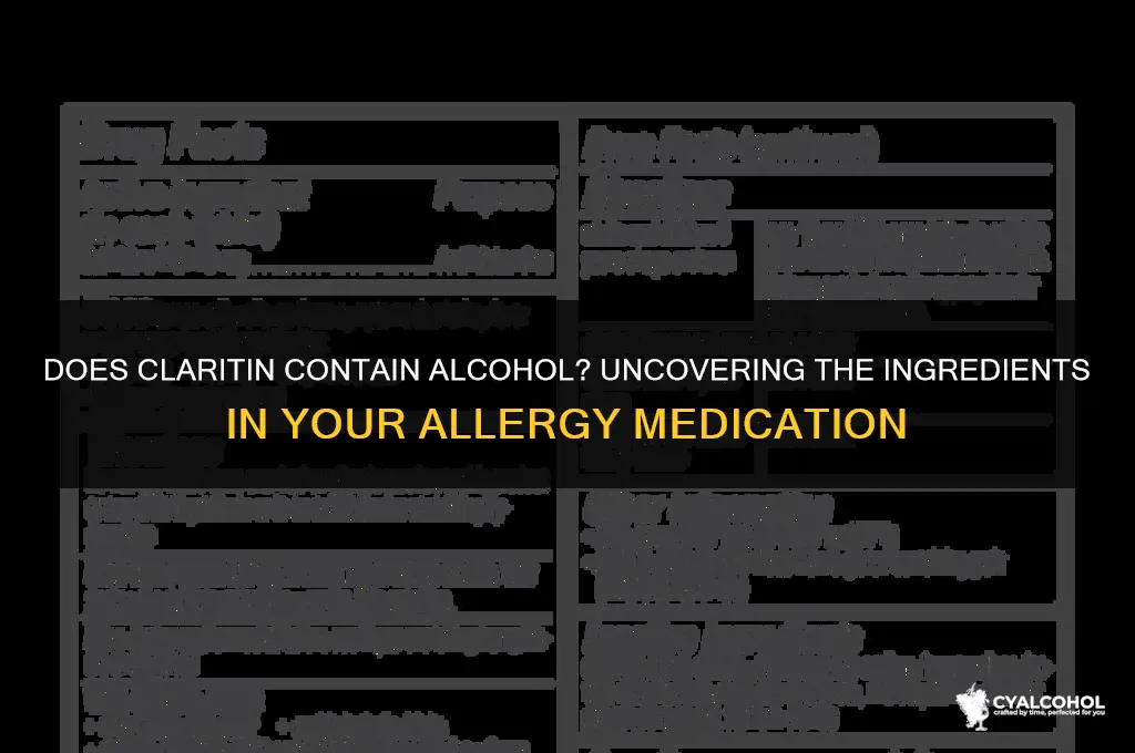 does claritin have alcohol in it