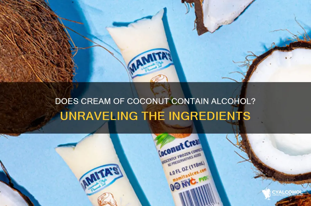 does cream of coconut have alcohol in it