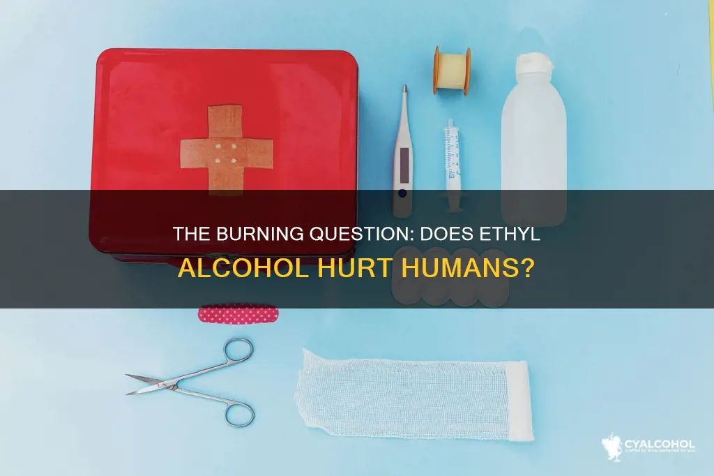 does ethyl alcohol hurt when being burned on humans