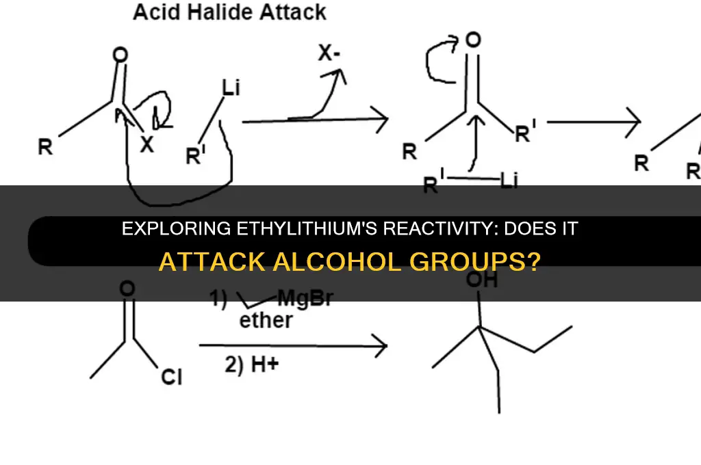 does ethylithium attack alcohol groups