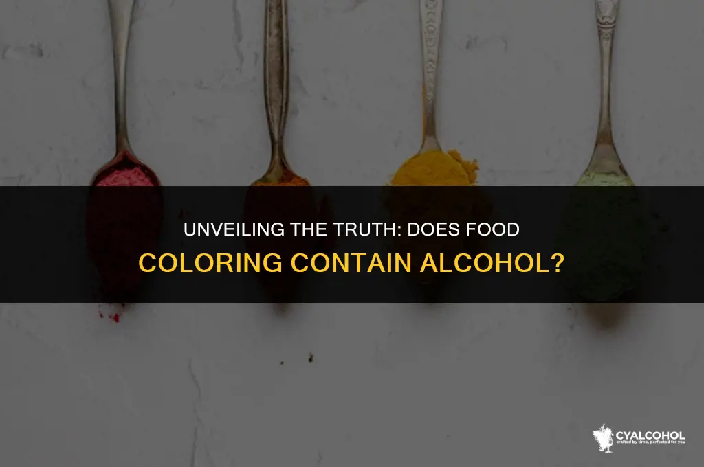 does food colouring have alcohol