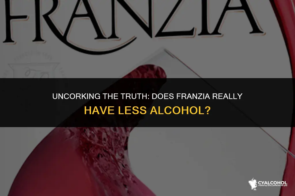 does franzia have less alcohol