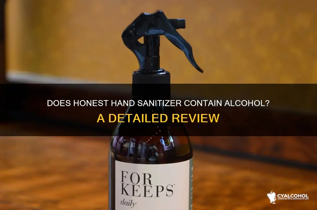 does honest hand sanitizer have alcohol