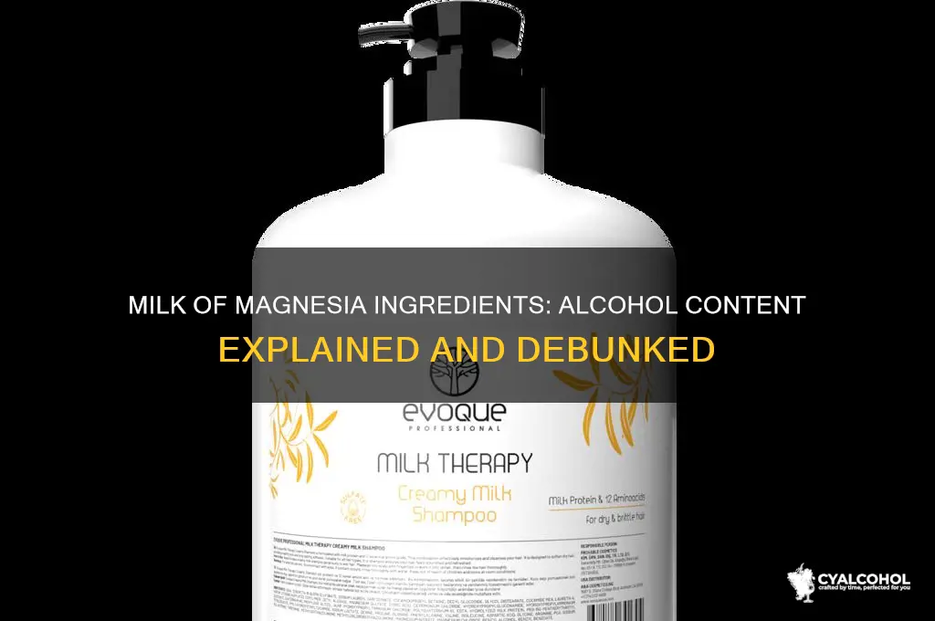 does milk of magnesia have alcohol in it