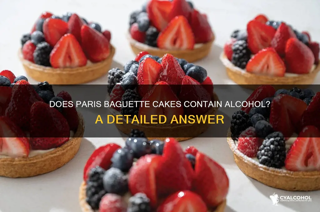 does paris baguette cakes have alcohol