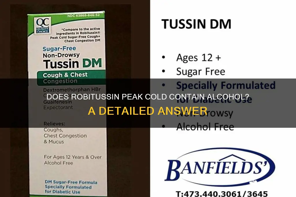 does robitussin peak cold have alcohol in it