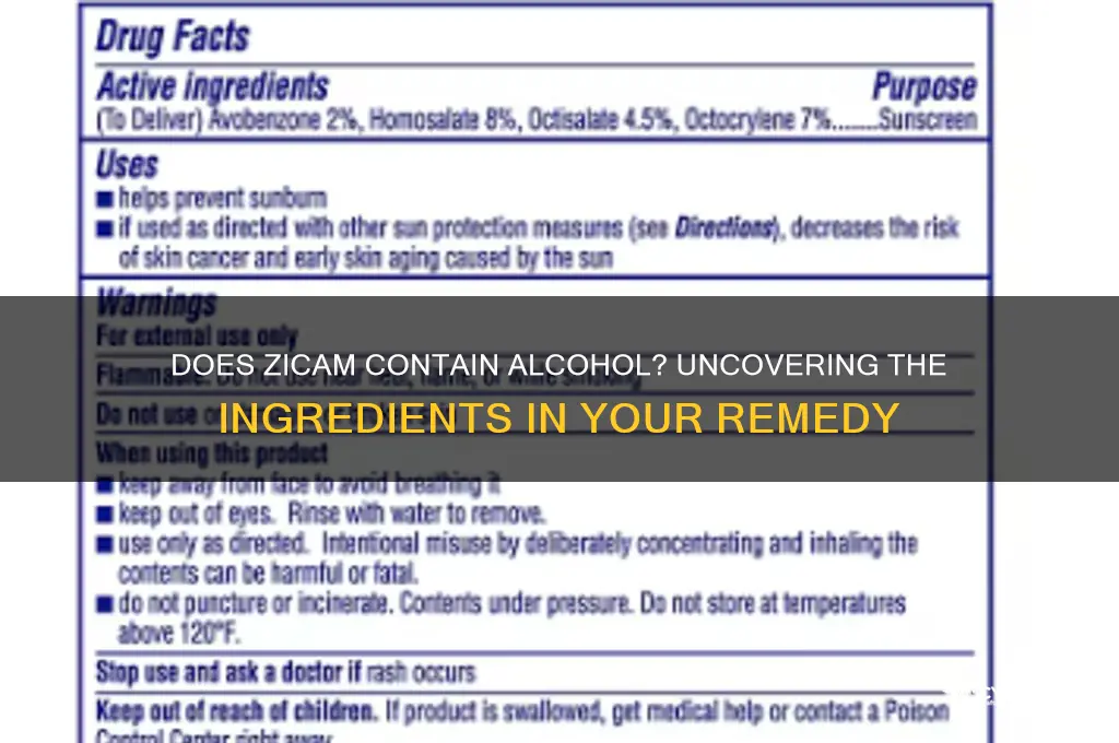 does zicam have alcohol in it