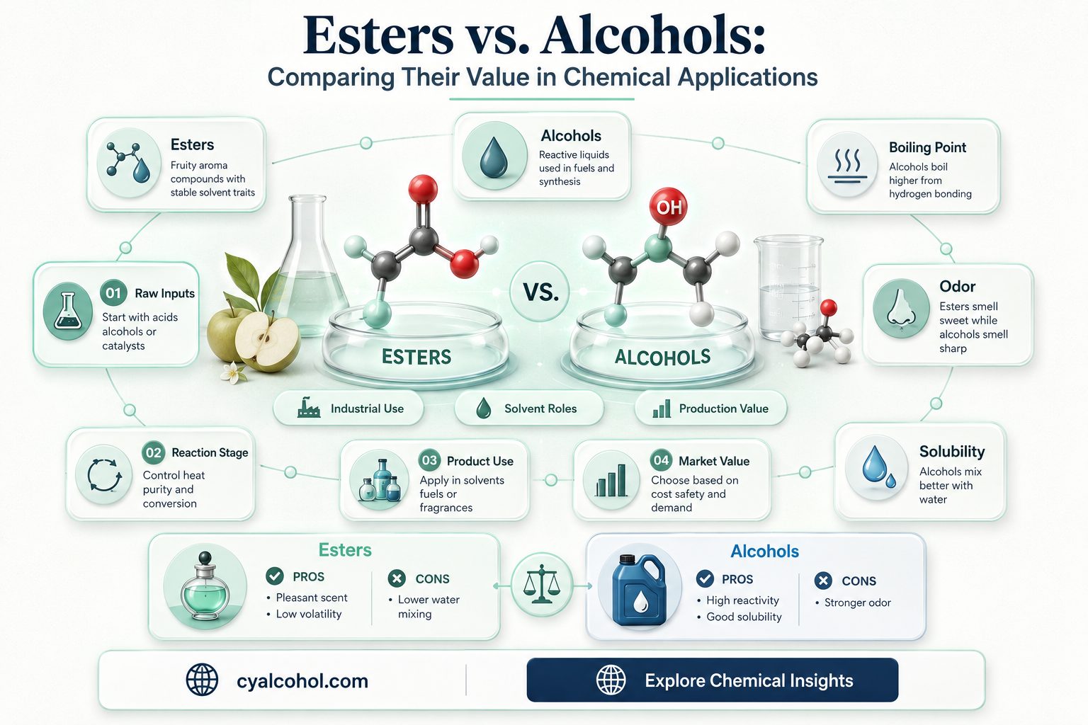 are esters lower value than alcohol