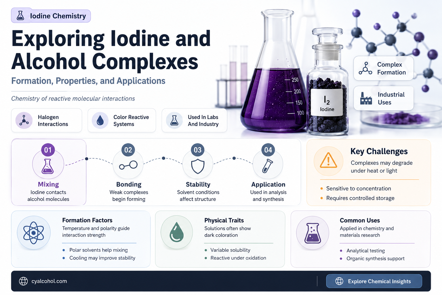 are complexes of iodine and alcohol