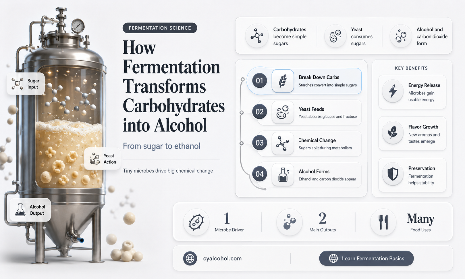are carbs converted to alcohol in the fermentation process