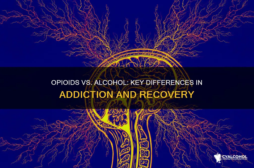 how is opioids addiction diffrent from alcohol addiction