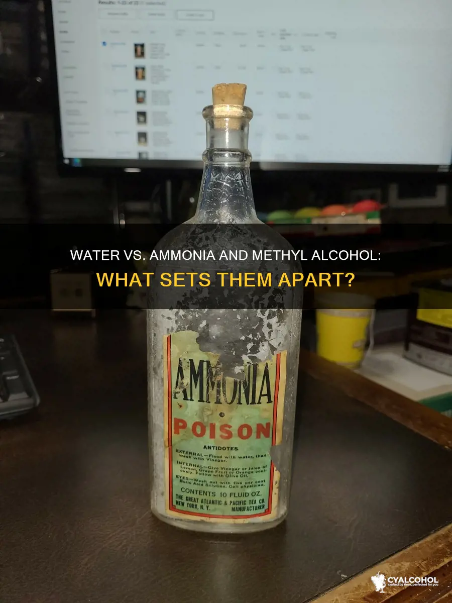 how is water different from ammonia and methyl alcohol