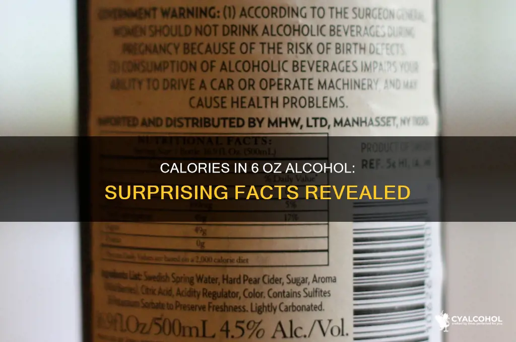 how many calories in 6 oz of alcohol