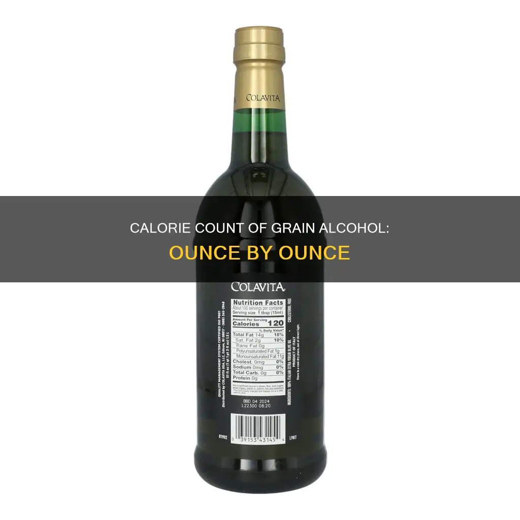 how many calories in an ounce of grain alcohol