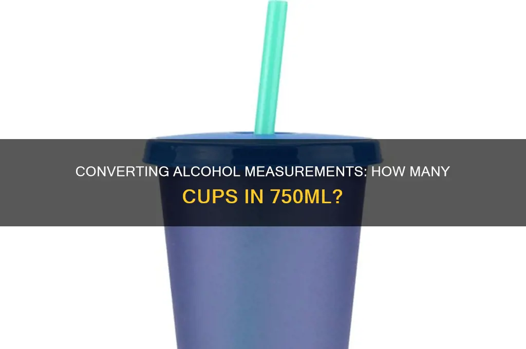 how many cups in a 750ml of alcohol