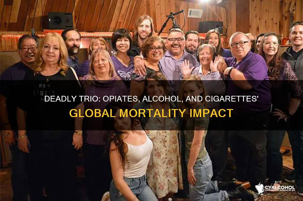 how many deaths from opiates alcohol and cigarettes