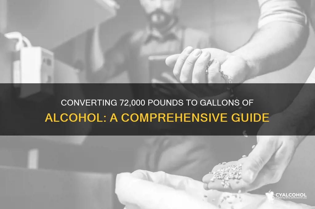how many gallons of alcohol is 72000 pounds