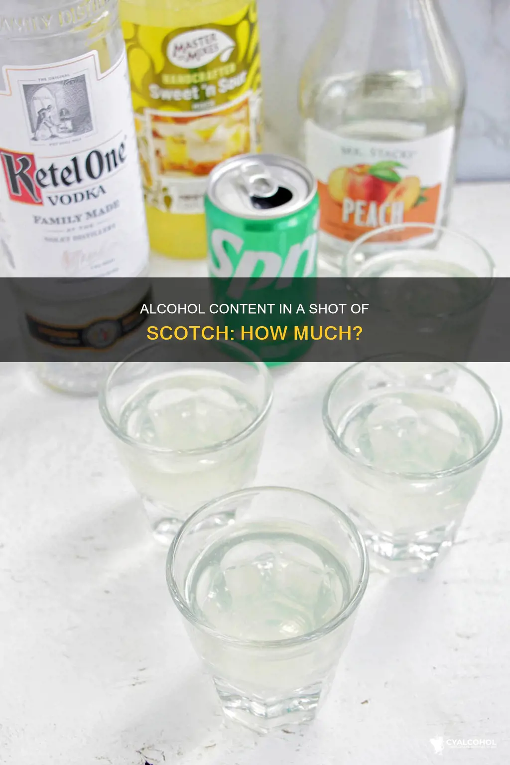 how many grams of alcohol in a shot of scotch