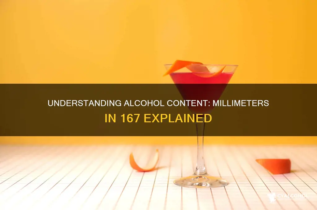 how many millimeters of alcohol are in 167